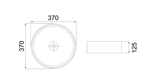 370mm Round Above Counter Fluted Basin -Gloss White