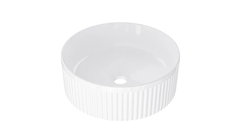 370mm Round Above Counter Fluted Basin -Gloss White