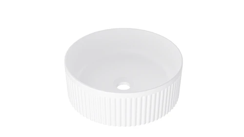 370mm Round Above Counter Fluted Basin - Matt White 