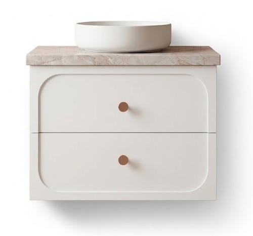 Marius 750mm Wall Hung Bathroom Vanity | Hampton Shaker Satin White - Optional Bench