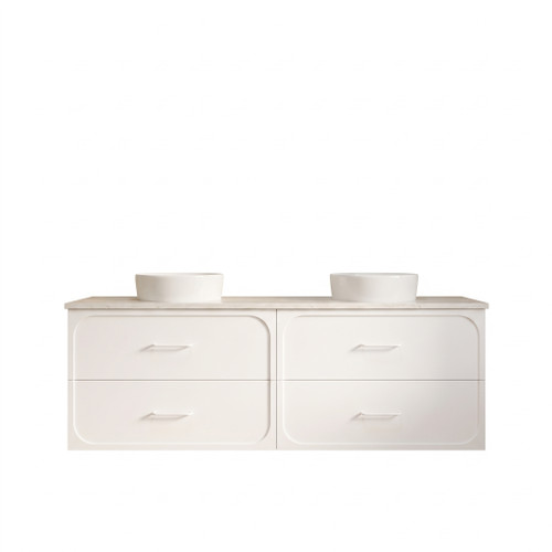 Marius 1800mm Wall Hung Bathroom Vanity | Hampton Shaker Satin White - Optional Bench