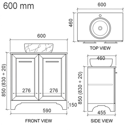 Wynyard 600mm Satin White Shaker Vanity Floorstanding | Optional Stone Top & Basin