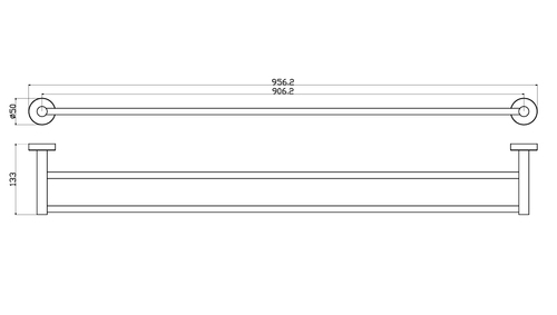Otus Slimline SS304 Double Towel Rail 900 mm In Matt Black