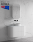 Satin White Curve Rouned Fluted Corner TWIN 1200 mm Vanity - Optional Stone Bench Top - ALL DRAWERS