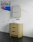 Wave American Oak Curve Fluted Corner On Kickboard 900 mm Vanity - Optional Stone Bench Top - ALL DRAWERS
