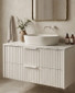 Cove 25 SATIN WHITE Twin Fluted 750 mm Vanity - Optional Stone Bench Top