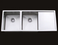 Cube Square Double Sink with Round Corner and Drainer Board 1110x450x225mm