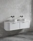 Satin White Seaford 1500mm Curved Wall-Hung Vanity | All-Drawer & Optional Stone Top