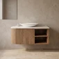 Wave Half Curve Wall Mounted Vantiy 700 - 890mm with Open Shelf | Optional Open Shelf