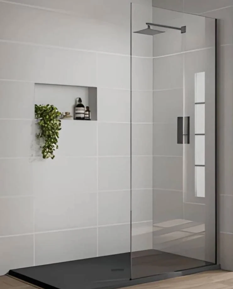Frameless Fixed Panel with Wall Channel (NO SHELF NO FLOOR)