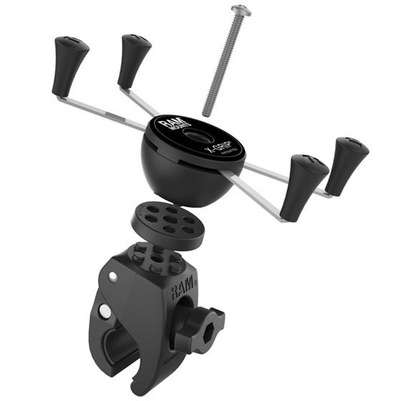 RAM® Tough-Claw™ Large Clamp Double Ball Mount with Round Plate – RAM Mounts