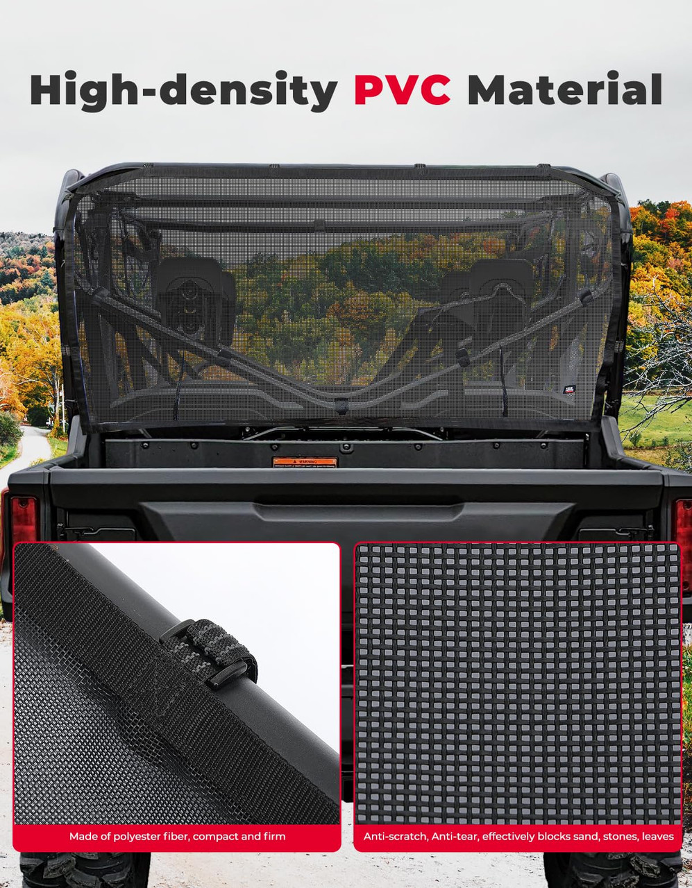 Honda Pioneer 1000-6 Soft Rear Window Net by Kemimoto B0110-13301BK