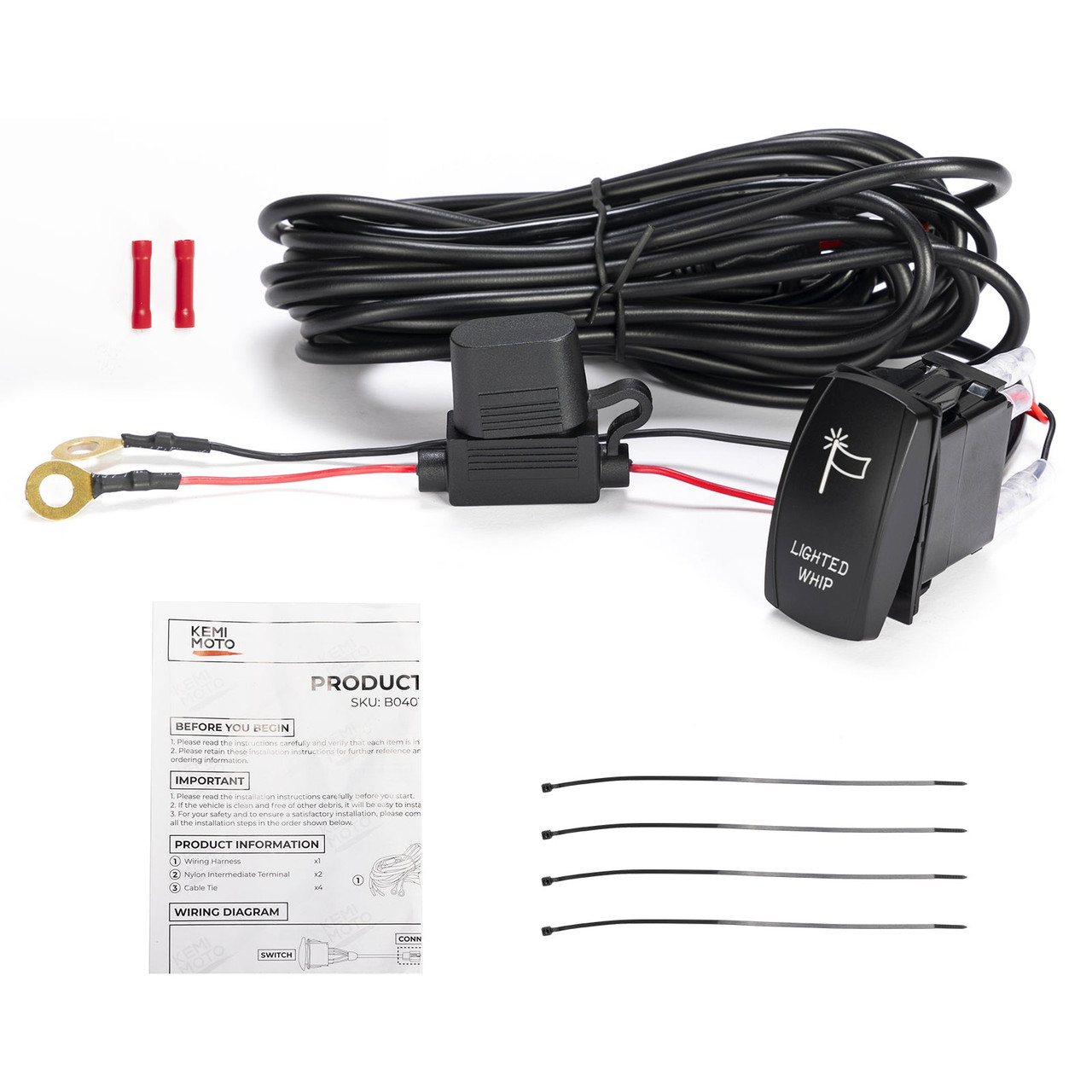 Honda Pioneer/Talon Whip Lights Rocker Switch with Wiring Harness