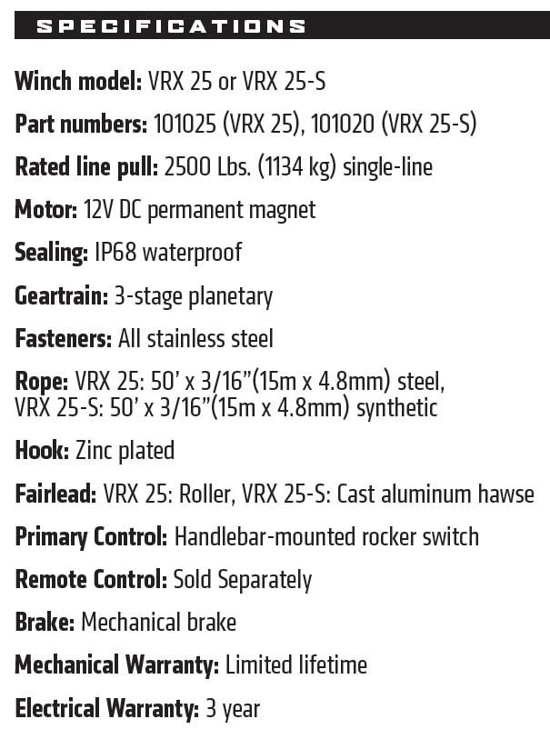 Honda Pioneer/Talon VRX 2500 lb Powersports Winch by Warn 10102X-EHO
