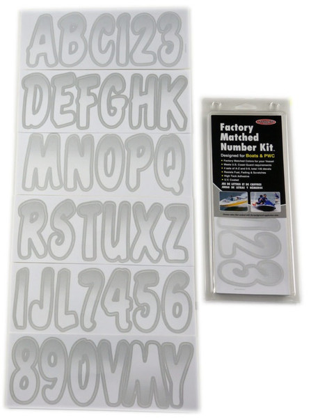 Honda Pioneer/Talon Boat Lettering White/Silver 3″ Registration Kit by Hardline Products