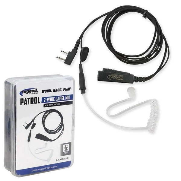 Honda Pioneer / Talon XL Patrol 2-Wire Lapel Mic with Acoustic Ear Tube for Rugged Handheld Radios by Rugged Radios
