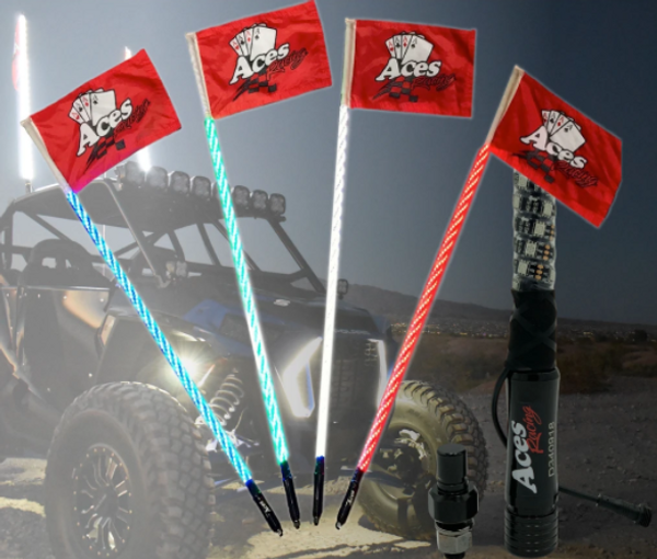 Honda Pioneer / Talon Deluxe Lighted Whips (Single Colors) by Aces Racing