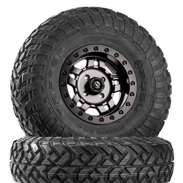 Honda Pioneer / Talon Fuel Anza D918 Matte Gunmetal Beadlock Wheels with Fuel Gripper R | T Tires by Fuel Off-Road