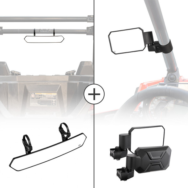 Honda Pioneer / Talon Rear View Mirror & Side Mirrors with 1.6" to 2" Roll Bar Cage by Kemimoto