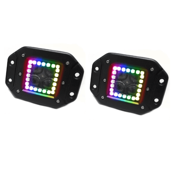 Honda Pioneer/Talon 3" Color ADAPT Series RGB-Halo LED Flush Mounted Lights by Race Sport Lighting RSRGB12B