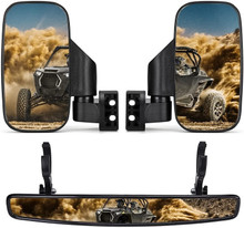 UTV Side Mirrors with LED Spotlight & Puddle Lights for 1.5 to 2 Rol