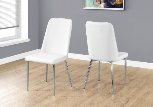 I1033 Dining Chair - 37"H / White Leather / Chrome Metal Legs  / 2PC