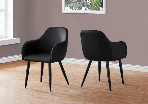 I1193 Dining Chair - 33"H / Black Leather / Black Metal Legs / 2PC