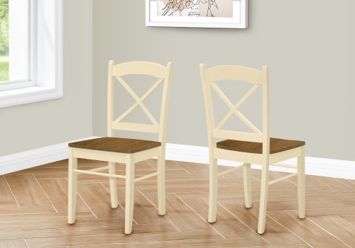 I1325 Dining Chair - 36"H / Oak And Cream / Wood Legs / 2PC