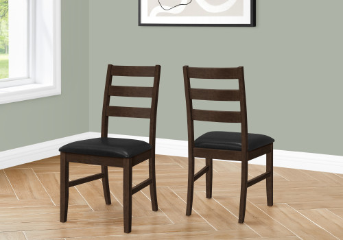 I1332 Dining Chair - 37"H / Brown Leather / Brown Solid Wood Legs / 2PC