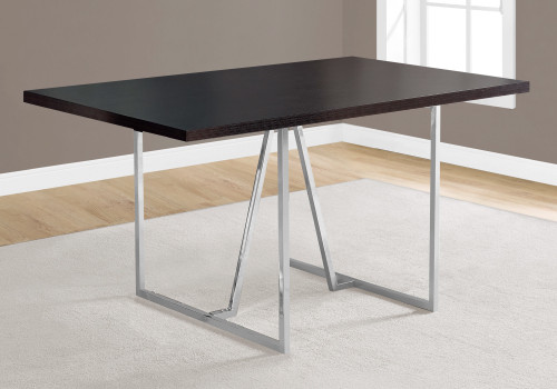 I1064 Dining Table - 60"L Rectangular / Brown Laminate / Chrome Metal Legs