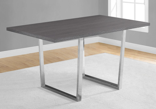 I1120 Dining Table - 59" Rectangular / Grey Laminate / Chrome Metal Legs