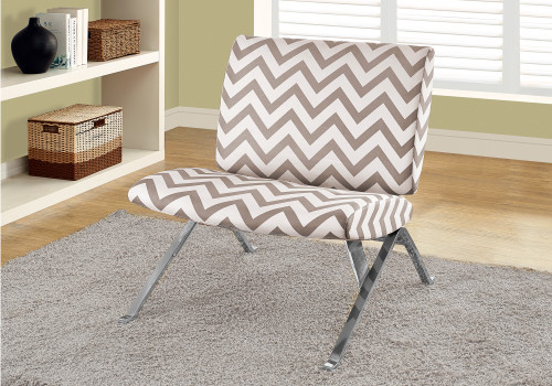 I8137 Accent Chair - Dark Taupe "Chevron" With Chrome Metal Legs