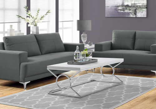 I3400 Coffee Table - Glossy White Top With Chrome Metal Base