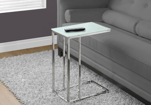 I3000 C Shaped Table - 24"H Frosted Tempered Glass Top With Chrome Metal