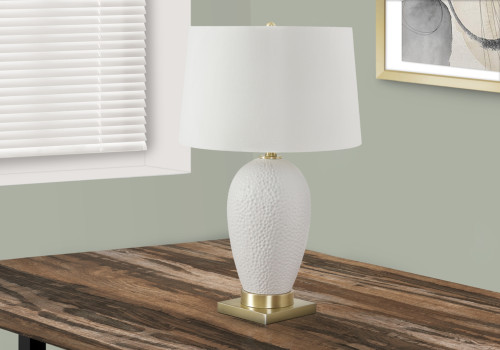 I9610 Table Lamp - 26"H / Ivory Shade With White Ceramic Base