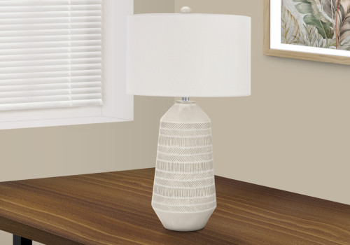 I9613 Table Lamp - 33"H / Ivory Shade With Cream Ceramic Base