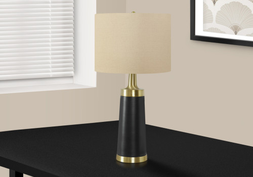 I9623 Table Lamp - 28"H / Beige Shade With Black Metal Base