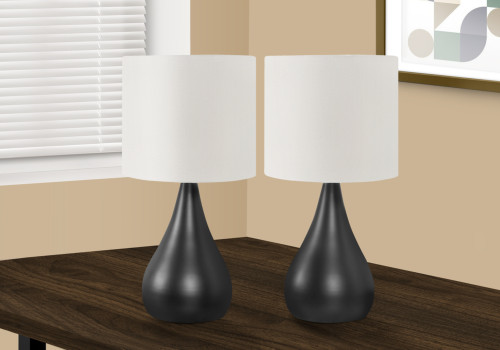 I9639 Table Lamp - 18"H / Ivory Shade With Black Metal Base, 2PCS