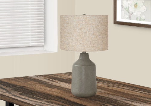 I9703 Table Lamp - 24"H / Beige Shade With Grey Concrete Base