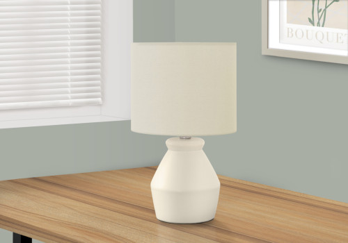 I9740 Table Lamp - 17"H / Ivory Shade With Cream Ceramic Base