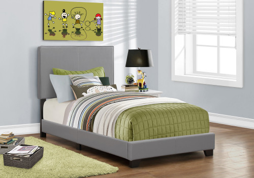 I5912T Twin Size Bed - Grey Leather-Look