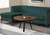 I7814 Coffee Table - 36" Diameter Brown Reclaimed Wood-Look Top With Slanted Black Metal Legs
