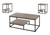 I7960P Table Set - 3PCS Set / Dark Taupe Wood-Look Top & Raised Bottom Half Shelf With Black Metal Frame