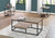 I7960P Table Set - 3PCS Set / Dark Taupe Wood-Look Top & Raised Bottom Half Shelf With Black Metal Frame