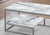 I7963P Table Set - 3PCS Set / White Marble-Look Top & Raised Bottom Half Shelf  With Silver Metal Frame
