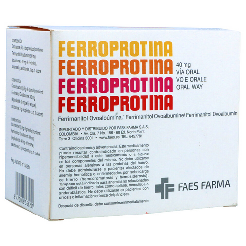 Ferroprotina 40 mg X 30 sobres
