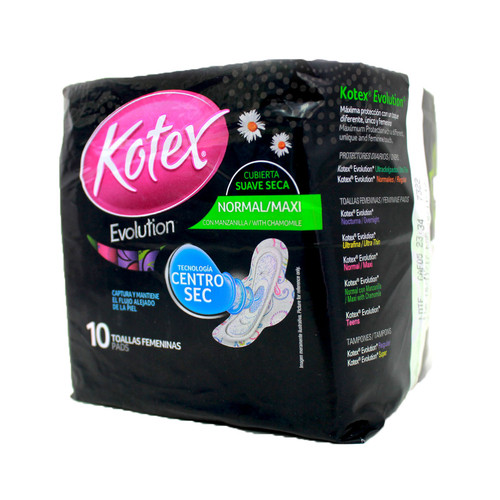 Toalla Femenina Kotex Evolution Manzanilla Alas x 10