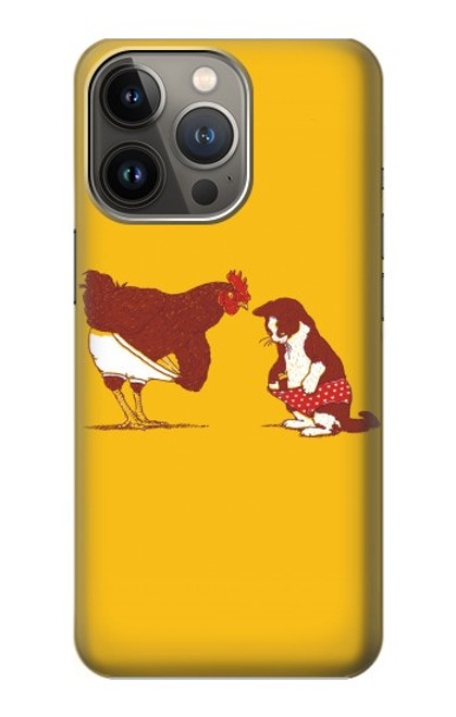 W1093 Rooster and Cat Joke Hard Case and Leather Flip Case For iPhone 13 Pro