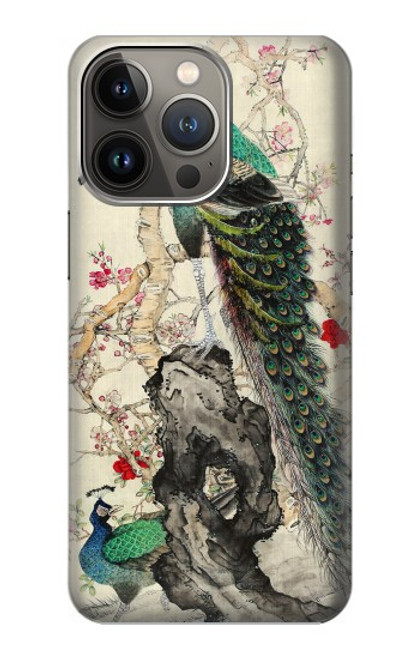 W2086 Peacock Painting Hard Case and Leather Flip Case For iPhone 13 Pro