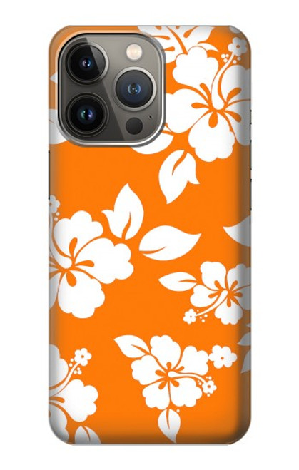 W2245 Hawaiian Hibiscus Orange Pattern Hard Case and Leather Flip Case For iPhone 13 Pro